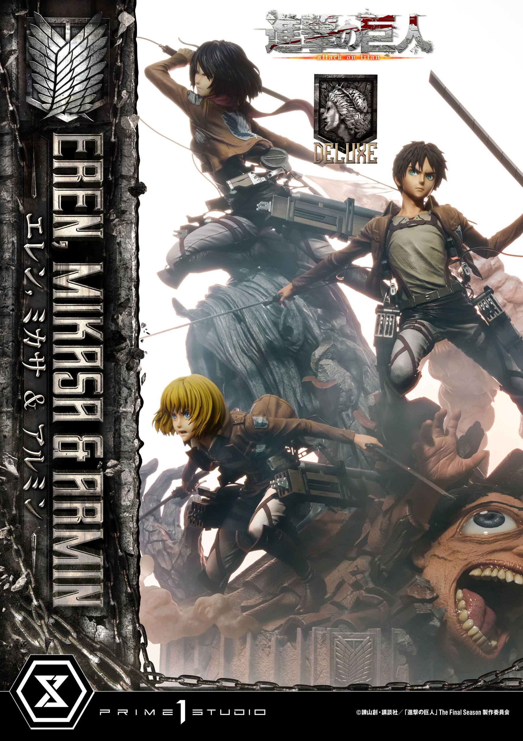 Estatua Eren Mikasa y Armin Deluxe